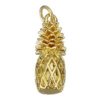Brass Fruit Pendants, Pineapple, gold color plated, micro pave cubic zirconia Approx 2.5mm 