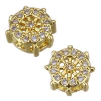 Cubic Zirconia Micro Pave Brass Beads, gold color plated, micro pave cubic zirconia Approx 1mm 