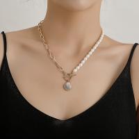 Zinc Alloy Necklace, with pearl, Shell, plated, fashion jewelry 450*20*20mm 