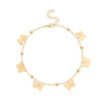 Brass Anklet, Butterfly, plated, fashion jewelry & for woman 215+50mm 