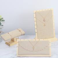 Leather Necklace Display, Microfiber PU, Rectangle, durable beige, 240*90*170mm 