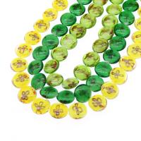 Innen Blume Lampwork Perlen, flache Runde, DIY & verschiedene Stile für Wahl, keine, 21*10.5mm, Bohrung:ca. 1-2mm, 100PCs/Tasche, verkauft von Tasche