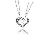 Couple Jewelry Necklace, 925 Sterling Silver, Heart, plated, fashion jewelry & for couple, silver color, 460+50*27mm 