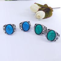 Turquoise Zinc Alloy Finger Ring, with turquoise, ring shape, plated & mixed ring size & for man 20*15mm, US Ring .5 