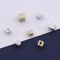 Cubic Zirconia Micro Pave Sterling Silver Bead, 925 Sterling Silver, Square, plated, DIY & micro pave cubic zirconia Approx 2mm 
