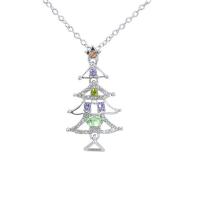 Christmas Jewelry Necklace, Alloy, Christmas Tree, fashion jewelry & with rhinestone cm 