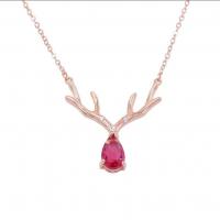 Christmas Jewelry Necklace, Alloy, plated, fashion jewelry & with rhinestone 34mmX36mm 