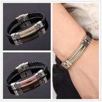 Men Bracelet, Titanium Steel, with Microfiber PU & Stainless Steel & Tiger Tail Wire, fashion jewelry 1.0CMCX0.4CM Approx 22 cm 