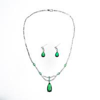 Brass Cubic Zirconia Jewelry Sets, Stud Earring & necklace, with Cubic Zirconia, 2 pieces & fashion jewelry 