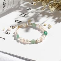 Cultured Freshwater Pearl Bracelets, with Quartz, irregular, plated, fashion jewelry & for woman 190mm 