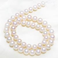 Round Cultured Freshwater Pearl Beads, natural, white, 9-10mm,13*8cm Approx 0.8mm Approx 15 Inch 