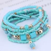 Resin Bracelets, with Seedbead & Synthetic Turquoise, fashion jewelry & Bohemian style 170mm 