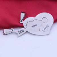 Stainless Steel Couple Pendant, Heart, plated, fashion jewelry & for couple 26*42mm 