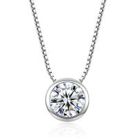 Brass Cubic Zirconia Necklace, with Cubic Zirconia, Round, plated, fashion jewelry & for woman & with cubic zirconia 450*7mm 