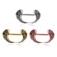 Stainless Steel Nipple Ring, Wing Shape, plated 1.6mm,23mm [