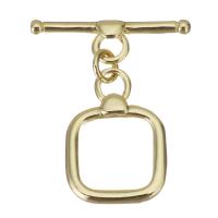 Brass Toggle Clasp, Square, gold color plated  