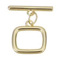 Brass Toggle Clasp, Rectangle, gold color plated  