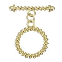 Brass Toggle Clasp, Round, gold color plated  