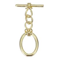 Brass Toggle Clasp, Ellipse, gold color plated  