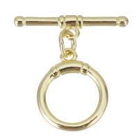Brass Toggle Clasp, Round, gold color plated  