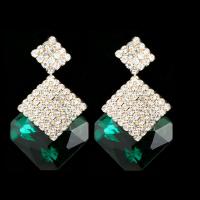 Zinc Alloy Rhinestone Drop Earring, with Crystal, plated, for woman & with rhinestone 