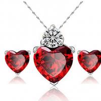 Brass Cubic Zirconia Jewelry Sets, with Cubic Zirconia, Heart, plated, fashion jewelry & for woman 5*5mmuff0c16*10mm 