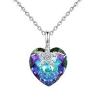 Brass Cubic Zirconia Necklace, with Cubic Zirconia & Crystal, Heart, plated, fashion jewelry & for woman 18*18mm 