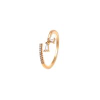 Copper Alloy Cuff Finger Ring, plated, Adjustable & micro pave cubic zirconia & for woman 