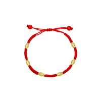 Fashion Jewelry Bracelet, Copper Alloy, with Cotton Cord, gold color plated, Adjustable & dyed & for woman, red Approx 7 Inch 