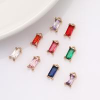Crystal Brass Pendants, with Brass, Rectangle, plated, DIY & faceted 4*8mm 