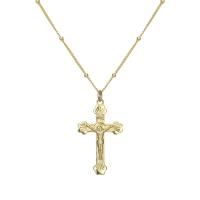 Sterling Silver Jewelry Necklace, 925 Sterling Silver, with 1.96 inch extender chain, Crucifix Cross, plated, for woman Approx 15.74 Inch 