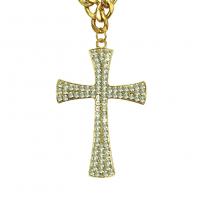 Rhinestone Zinc Alloy Necklace, plated, fashion jewelry & with rhinestone, golden 