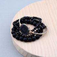 Druzy Bracelet , Natural Stone, with Brass, Donut, stoving varnish, 4 pieces & fashion jewelry & for woman, black, 180*6mm 