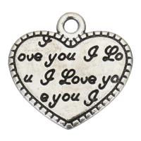 Zinc Alloy Message Pendants, Heart, plated, with letter pattern Approx 2mm 