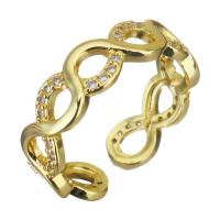 Zircon pavent l'anneau en laiton de doigt, Placage, bijoux de mode & pour femme & avec zircone cubique, doré, 5.5mm, Vendu par PC
