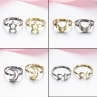 Stainless Steel Open Finger Ring, Moon and Star, plated, fashion jewelry & for woman 