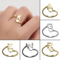 Stainless Steel Open Finger Ring, Alphabet Letter, plated, fashion jewelry & for woman 