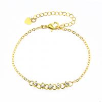 Zinc Alloy Rhinestone Bracelets, with 60mm extender chain, plated, for woman & with rhinestone 5mm Inch 