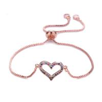 Cubic Zirconia Micro Pave Sterling Silver Bracelet, Brass, with Cubic Zirconia, Heart, plated, fashion jewelry & for woman 19*13*2mm*4*6mm 