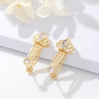 Brass Pinch Bail, gold color plated, DIY & micro pave cubic zirconia & hollow 