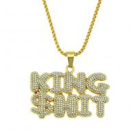 Rhinestone Zinc Alloy Necklace, gold color plated, for man & with rhinestone Inch 