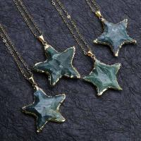 Indian Agate Necklace, Star, gilding, fashion jewelry & for woman, deep green, 35.6*43.3mm 