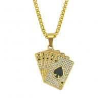 Zinc Alloy Iron Chain Necklace, with Iron, gold color plated, for man & with rhinestone, black Inch 