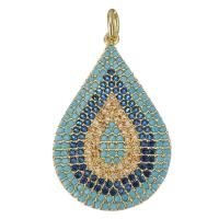 Cubic Zirconia Micro Pave Brass Pendant, Teardrop, plated, fashion jewelry & DIY & for woman & with cubic zirconia, skyblue Approx 3mm 