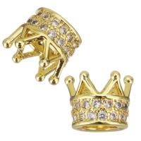 Brass Slide Charm, Crown, plated, fashion jewelry & DIY & for woman & with cubic zirconia, golden Approx 5mm 