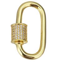 Fashion Carabiner Key Ring, Brass, plated, fashion jewelry & for woman & with cubic zirconia, golden 
