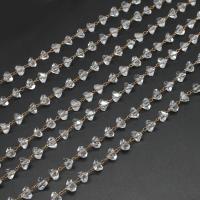 Brass Beading Chains, with Crystal, plated, DIY metallic color plated, 4*6mm 