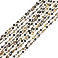 Brass Beading Chains, with Crystal, plated, DIY metallic color plated, 3*3mm 