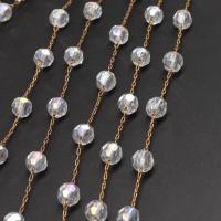 Brass Beading Chains, with Crystal, plated, DIY metallic color plated, 4*2mm 