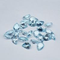 Gemstone Cabochons, Aquamarine, Teardrop, polished, DIY blue 